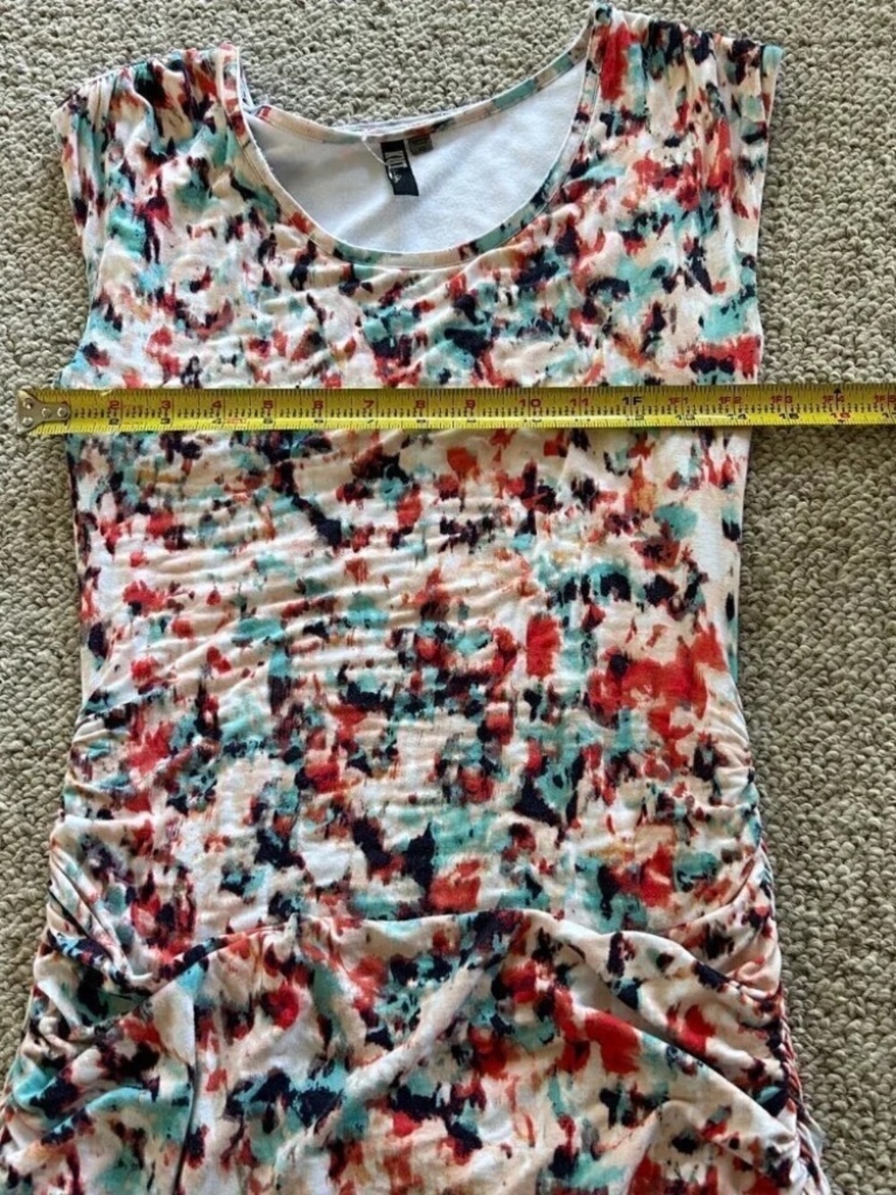 Garden Party Watercolor Floral Ruched Dress XS Wedding Guest Cottagecore Romance - Picture 6 of 7
